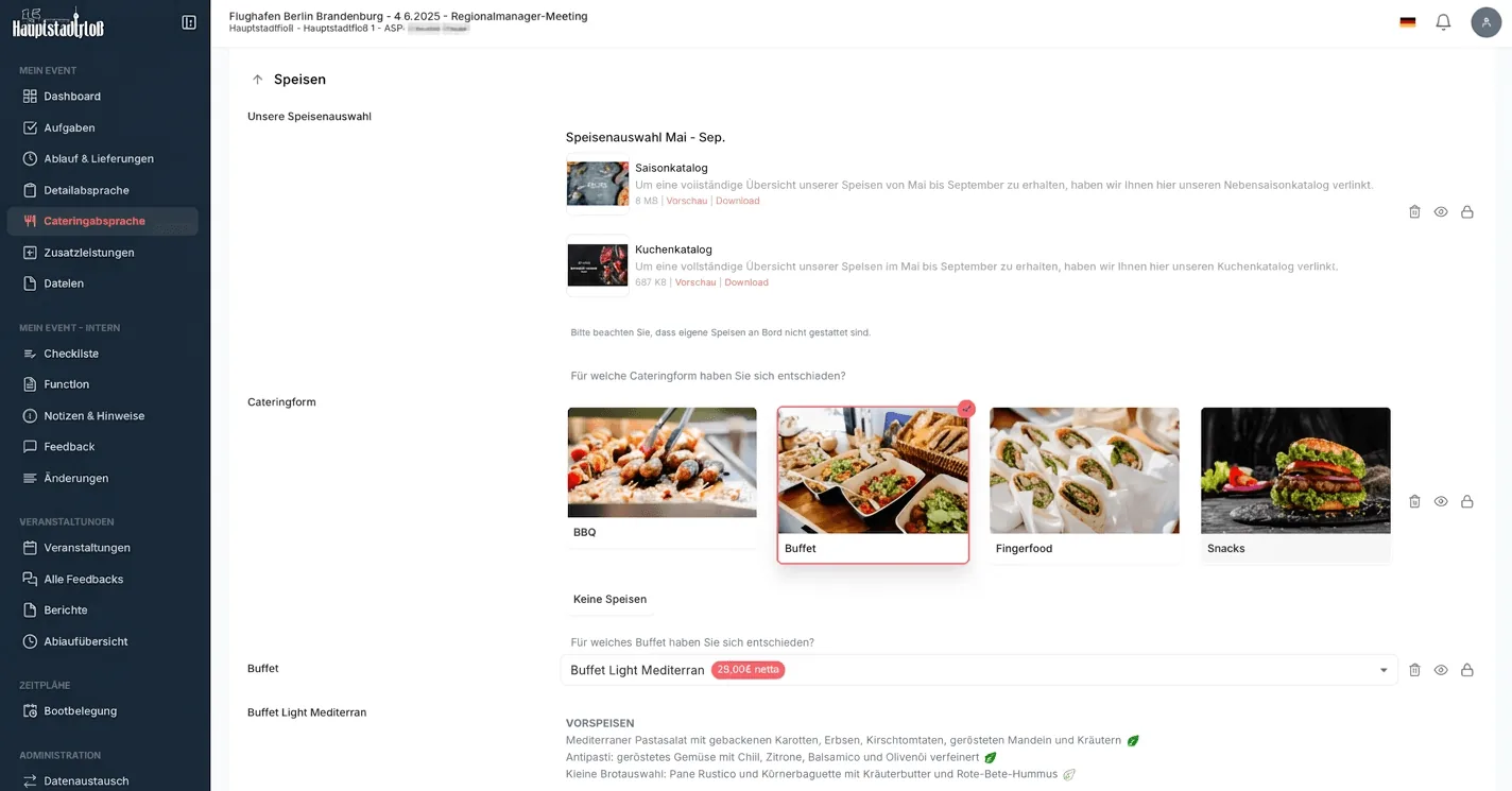 Event Software – Cateringabsprache im Eventraum