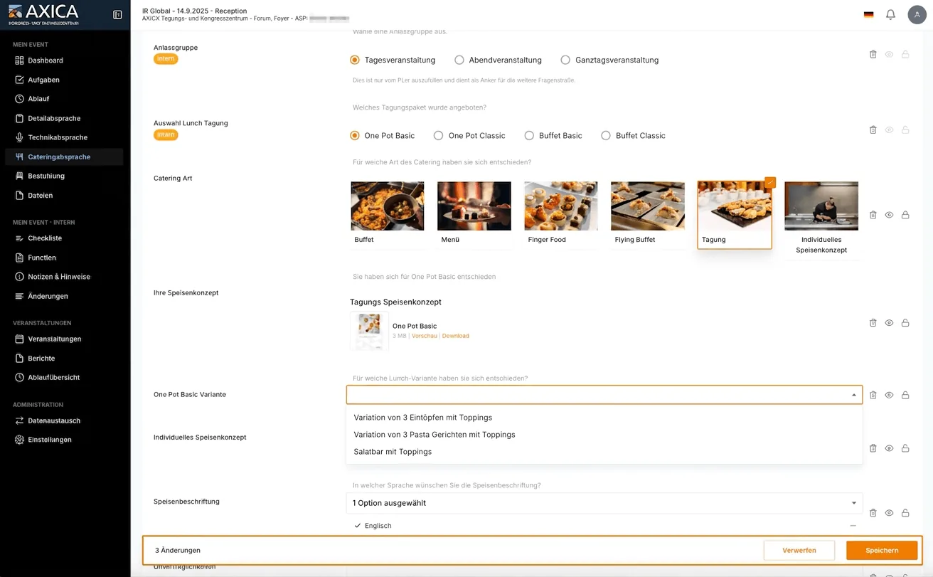 beevent Detailabsprache – Tagungsraum-Setup